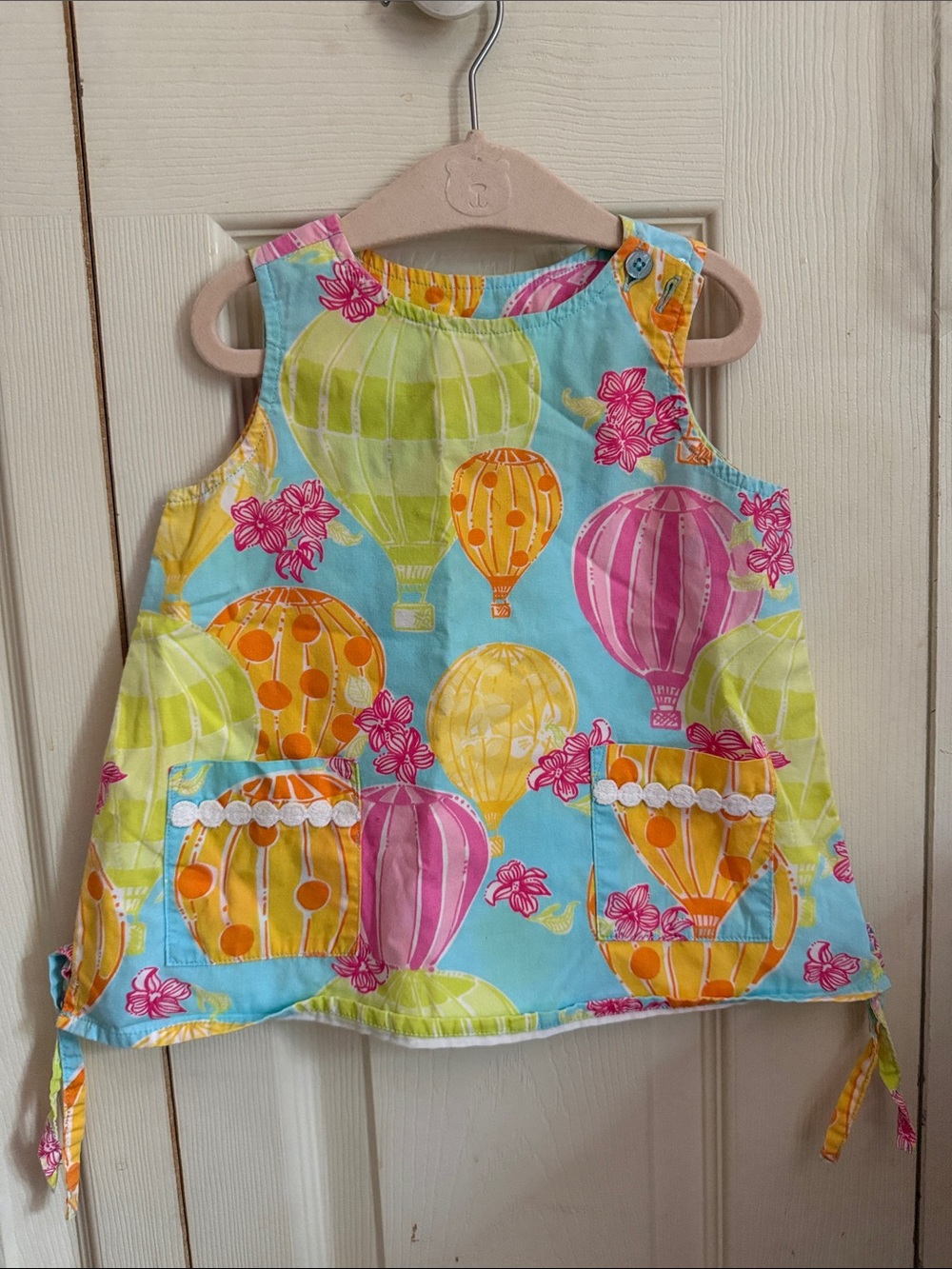 Girls Hot Air Balloon Print Tunic — Aqua, Pink, Yellow